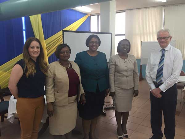 Chris Shapcott and Caroline Pyers with the leadership of Cabinet Office Jamaica